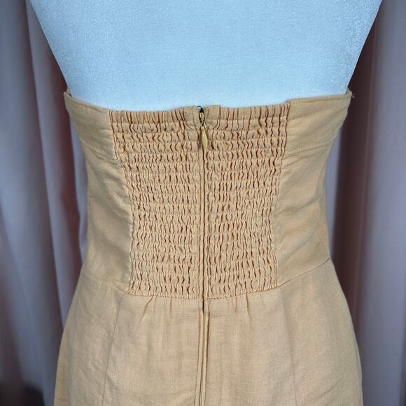 Abercrombie & Fitch Linen Halter Dress Medium Tall Peach Back Smocking NEW - Picture 5 of 8